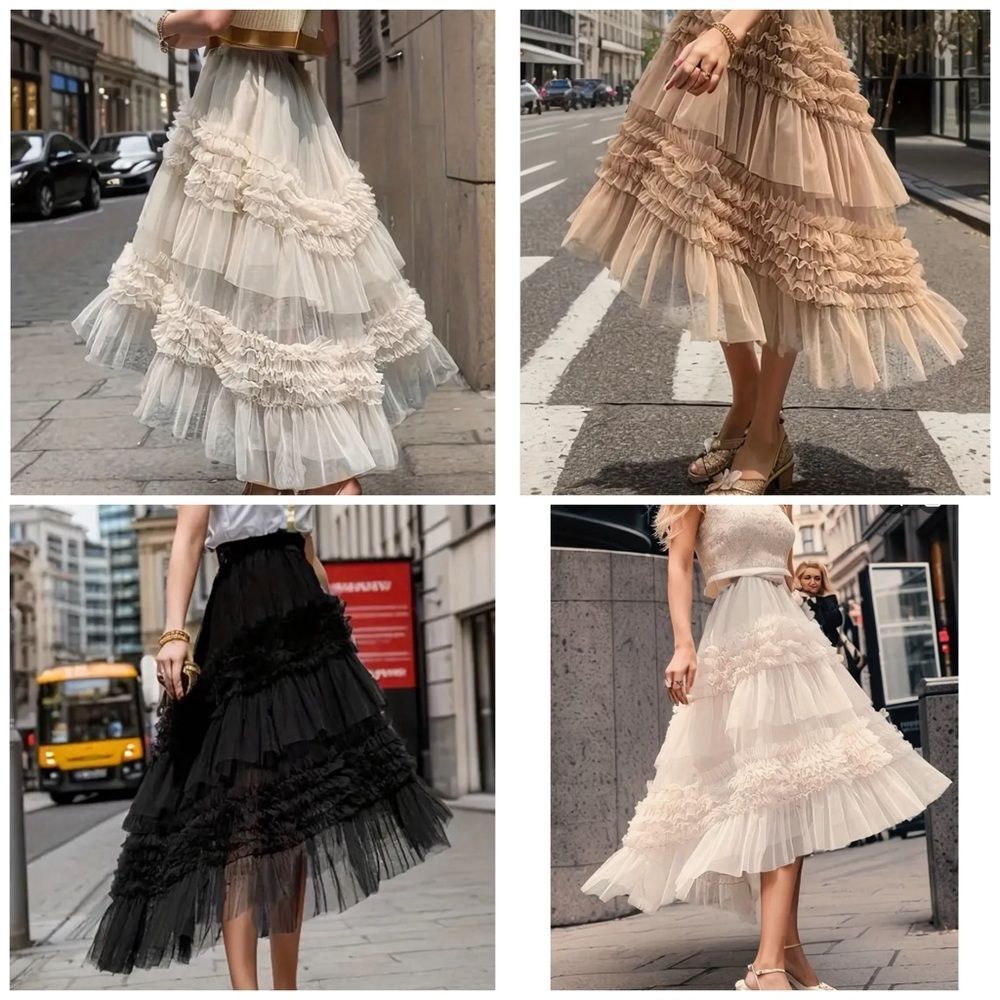 TULLE SKIRTS 🔥🔥🔥 Black High Low Style Ruffle SMALL